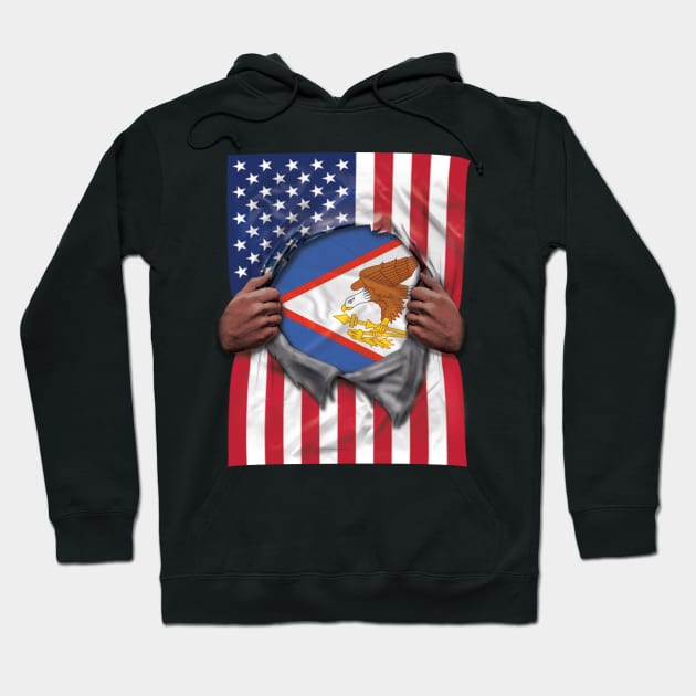 American Samoa Flag American Flag Ripped - Gift for American Samoan From American Samoa Hoodie by Country Flags